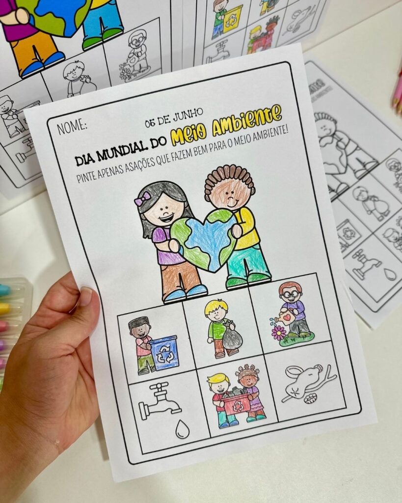 Atividade Meio Ambiente – Pinte Corretamente – Pedagogia Produtiva