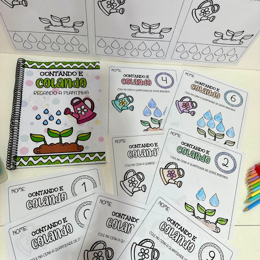 Contando e Colando - Regando a Plantinha