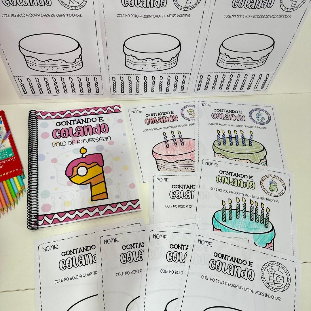 Contando e Colando - Bolo de Aniversário