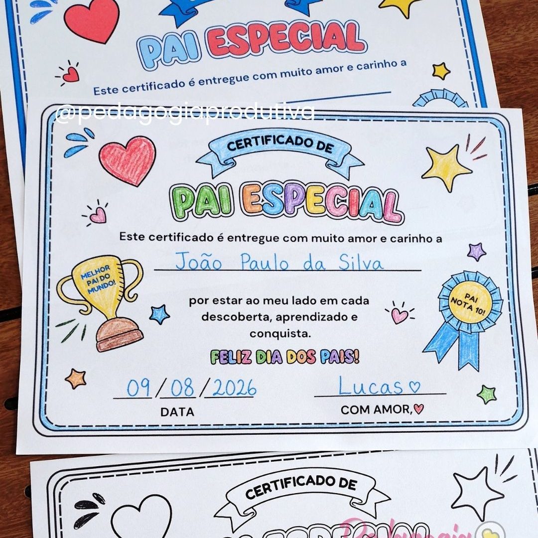 Certificado de Pai Especial – Dia dos Pais